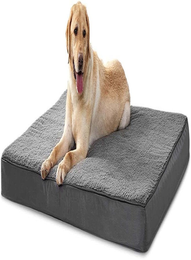 Fluffy's Foam Dog Bed for Small, Medium, Large and Extra Large Dogs/Cats -Crate Foam with Washable Bed - (XL, Grey)
